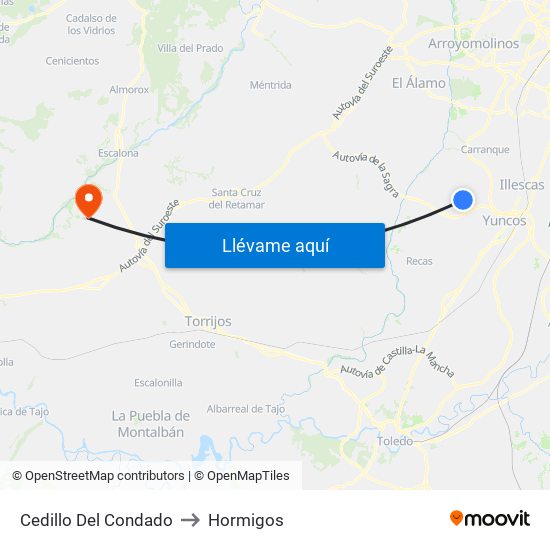 Cedillo Del Condado to Hormigos map