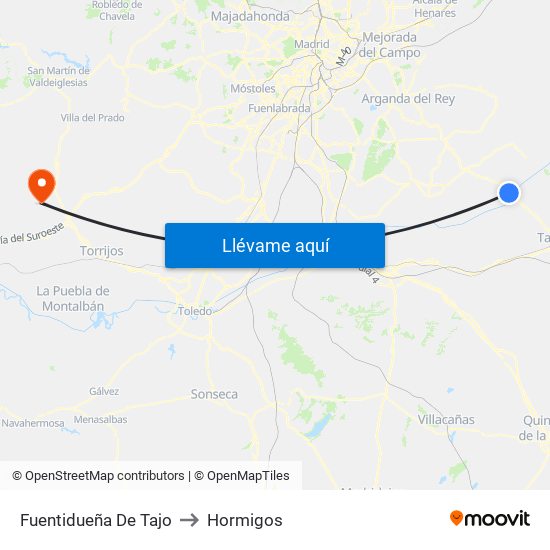 Fuentidueña De Tajo to Hormigos map