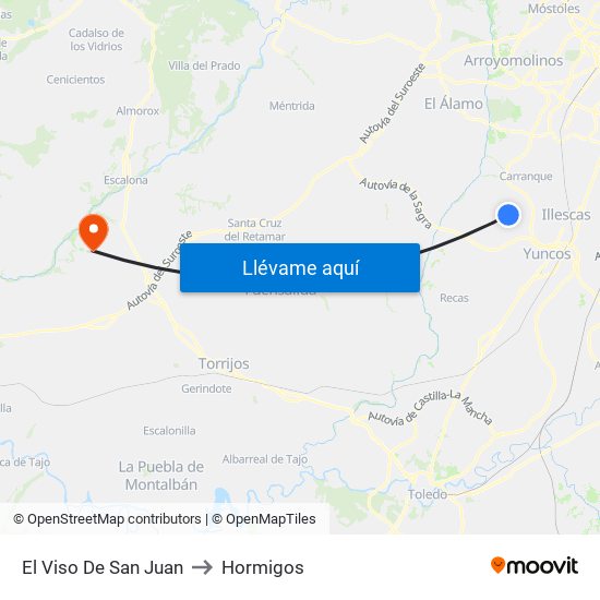 El Viso De San Juan to Hormigos map