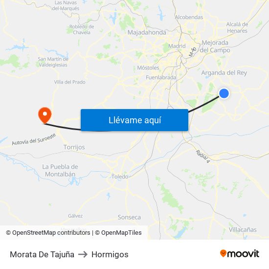 Morata De Tajuña to Hormigos map