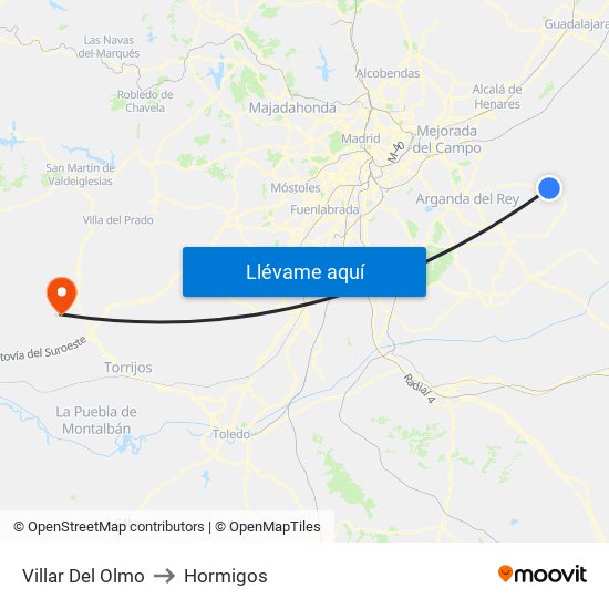 Villar Del Olmo to Hormigos map