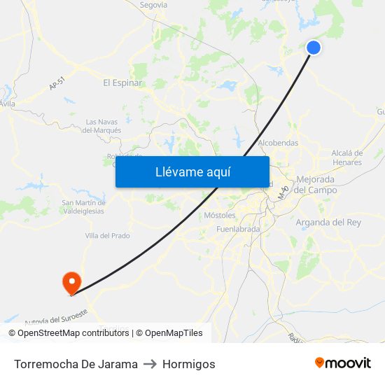 Torremocha De Jarama to Hormigos map