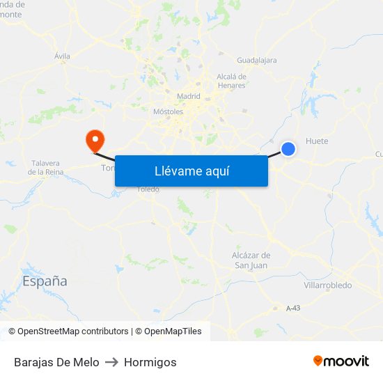 Barajas De Melo to Hormigos map