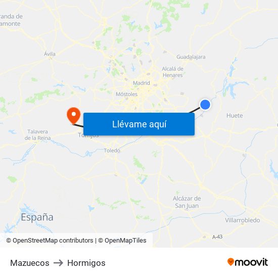 Mazuecos to Hormigos map