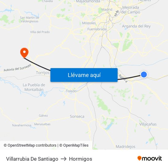 Villarrubia De Santiago to Hormigos map