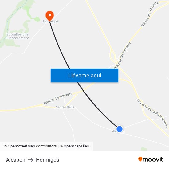 Alcabón to Hormigos map