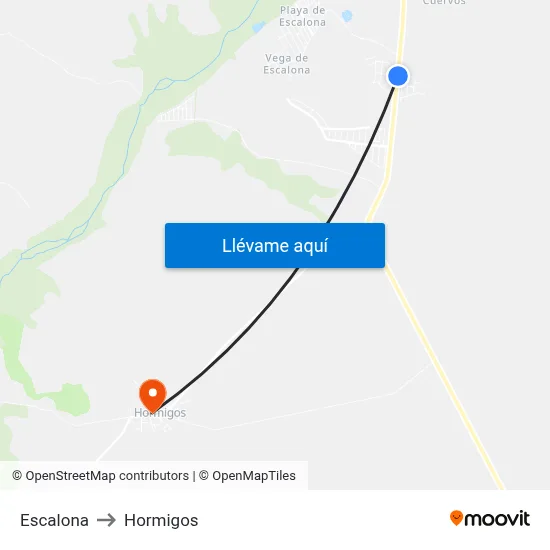 Escalona to Hormigos map