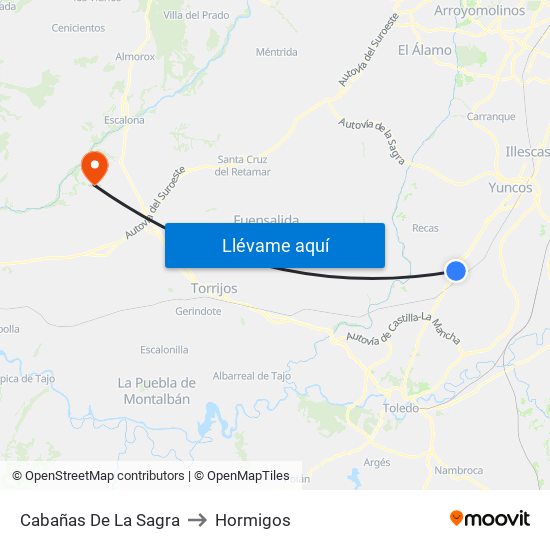 Cabañas De La Sagra to Hormigos map