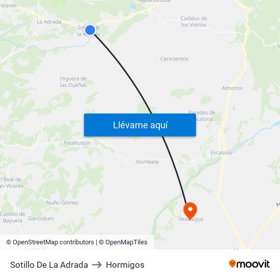 Sotillo De La Adrada to Hormigos map