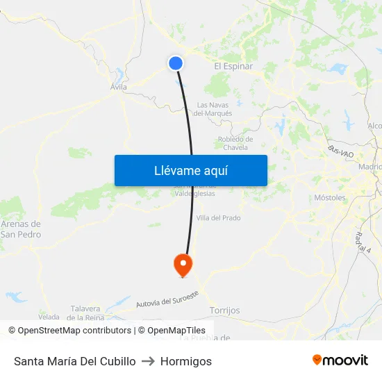 Santa María Del Cubillo to Hormigos map