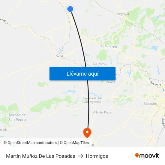 Martín Muñoz De Las Posadas to Hormigos map