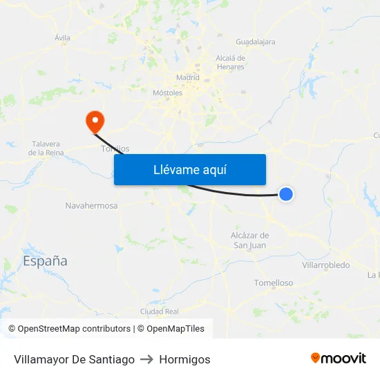 Villamayor De Santiago to Hormigos map