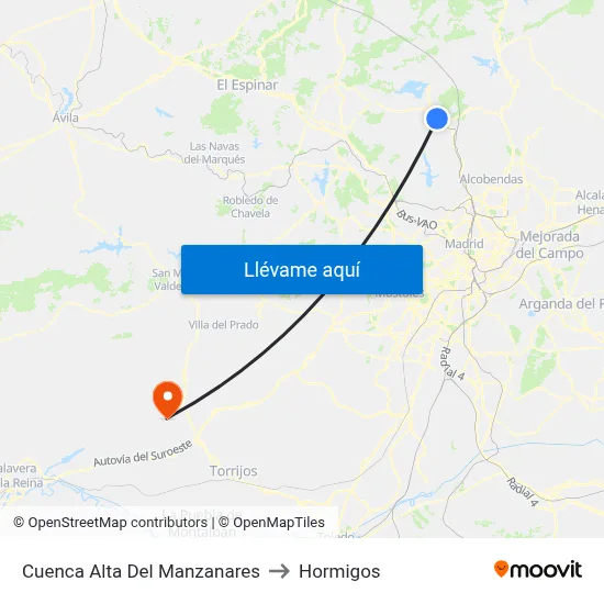 Cuenca Alta Del Manzanares to Hormigos map