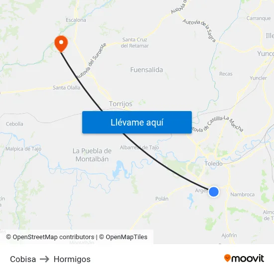 Cobisa to Hormigos map