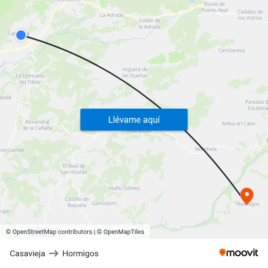 Casavieja to Hormigos map