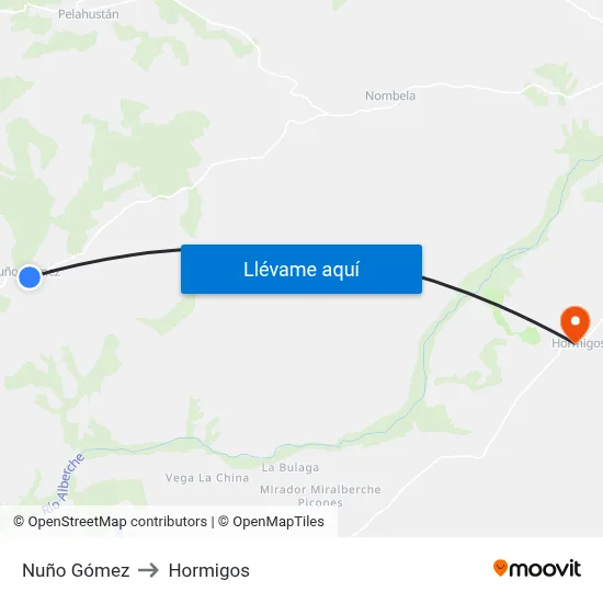 Nuño Gómez to Hormigos map