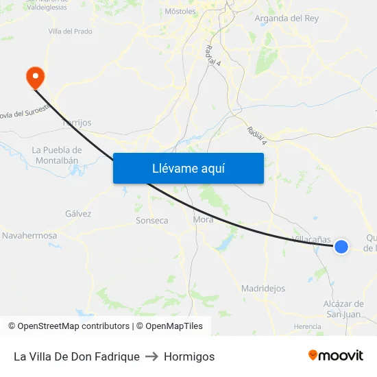 La Villa De Don Fadrique to Hormigos map