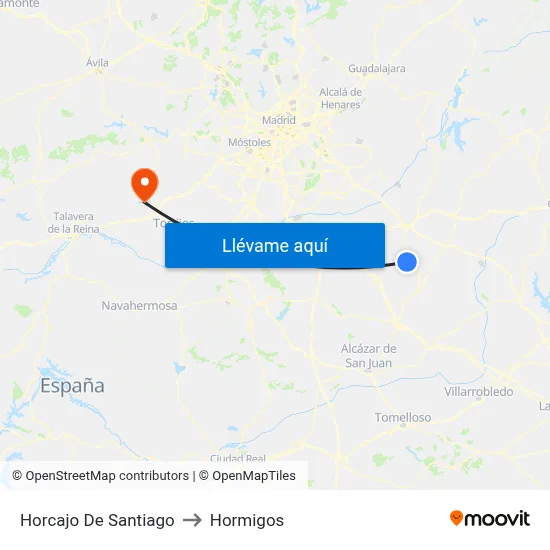 Horcajo De Santiago to Hormigos map