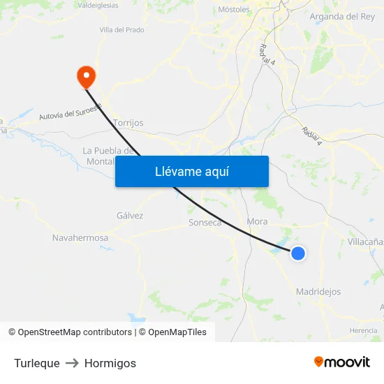 Turleque to Hormigos map