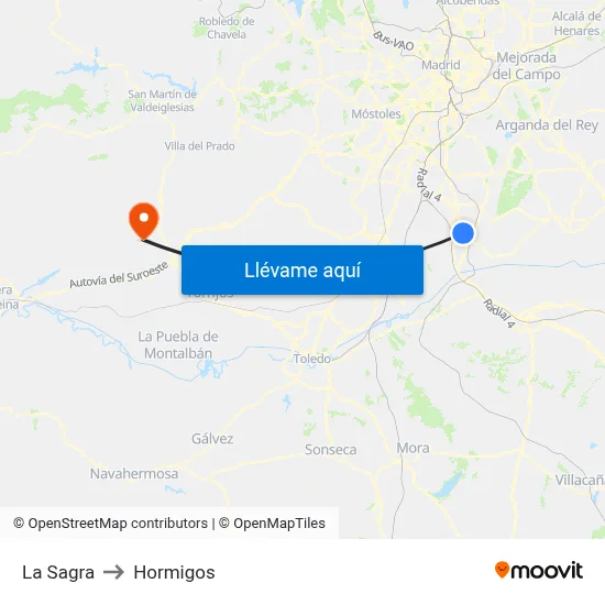 La Sagra to Hormigos map