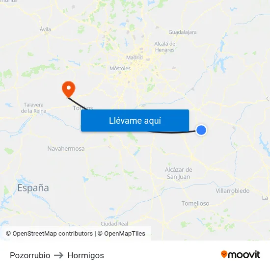 Pozorrubio to Hormigos map