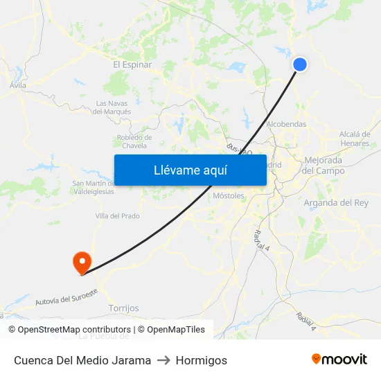 Cuenca Del Medio Jarama to Hormigos map