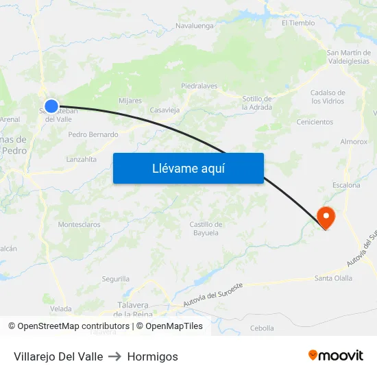 Villarejo Del Valle to Hormigos map