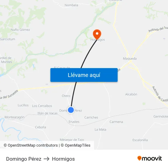 Domingo Pérez to Hormigos map