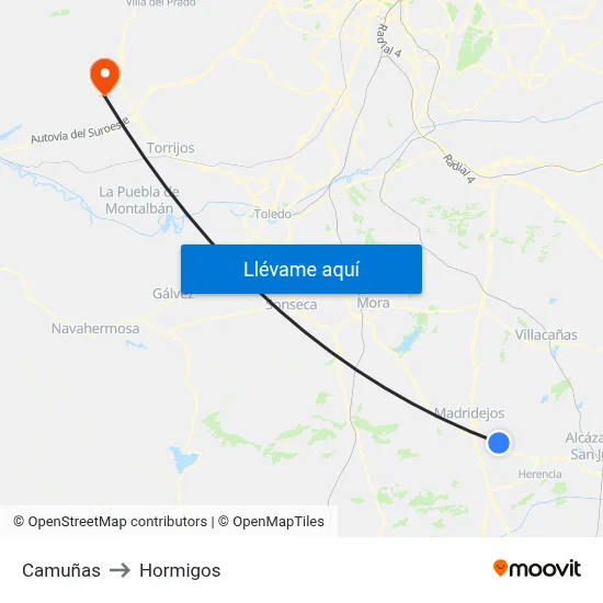 Camuñas to Hormigos map
