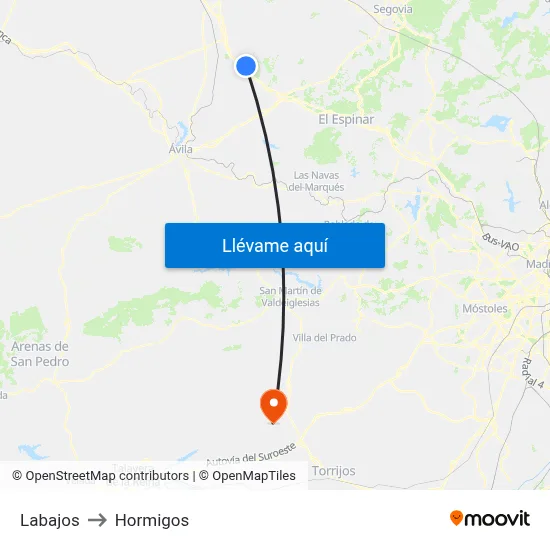 Labajos to Hormigos map