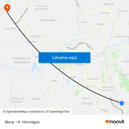 Mora to Hormigos map