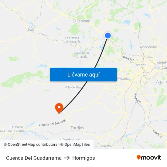 Cuenca Del Guadarrama to Hormigos map