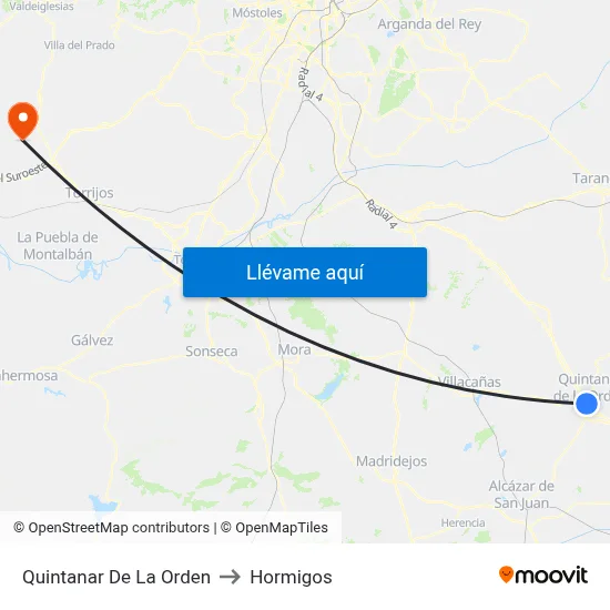 Quintanar De La Orden to Hormigos map