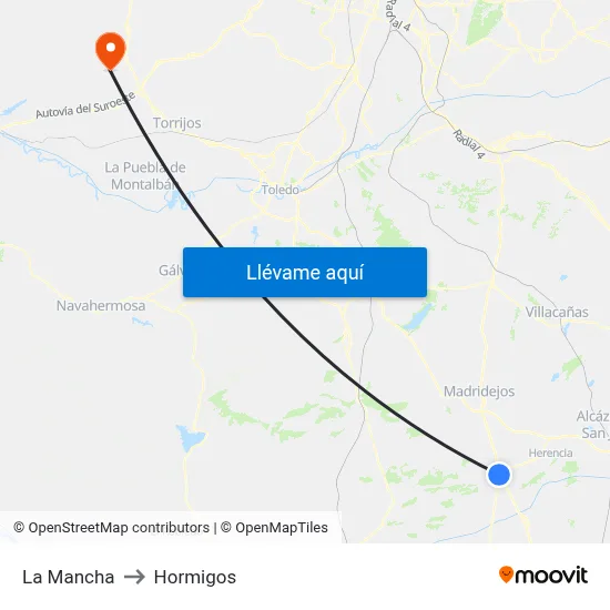 La Mancha to Hormigos map