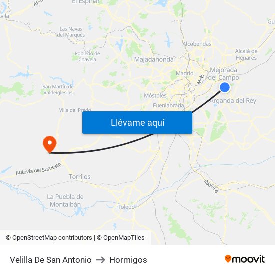Velilla De San Antonio to Hormigos map