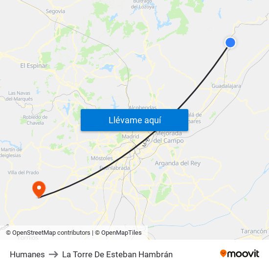 Humanes to La Torre De Esteban Hambrán map