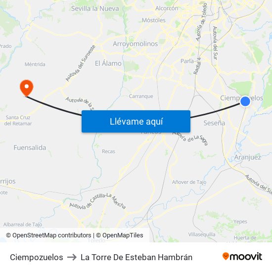Ciempozuelos to La Torre De Esteban Hambrán map