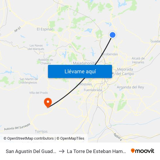 San Agustín Del Guadalix to La Torre De Esteban Hambrán map