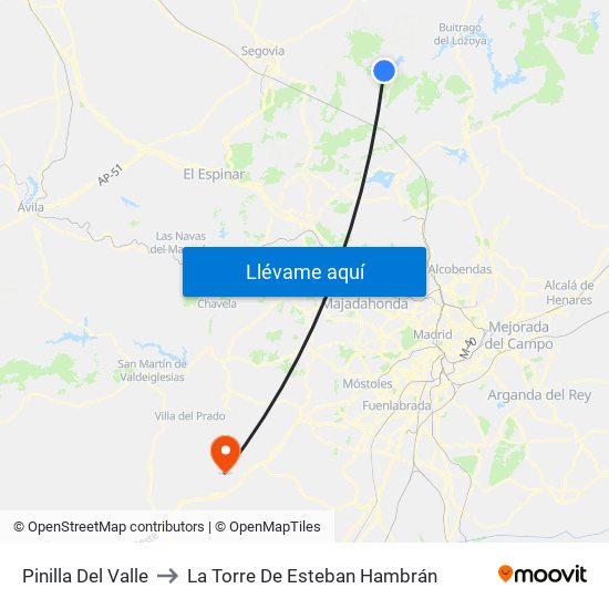 Pinilla Del Valle to La Torre De Esteban Hambrán map
