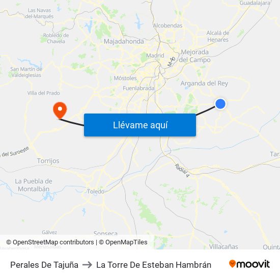 Perales De Tajuña to La Torre De Esteban Hambrán map