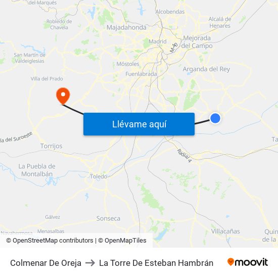 Colmenar De Oreja to La Torre De Esteban Hambrán map