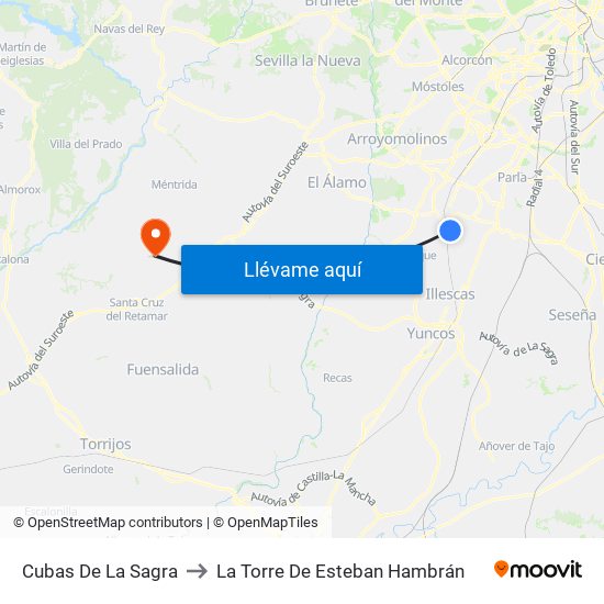 Cubas De La Sagra to La Torre De Esteban Hambrán map