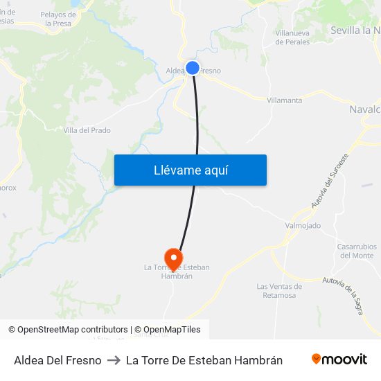 Aldea Del Fresno to La Torre De Esteban Hambrán map
