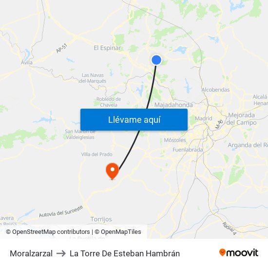 Moralzarzal to La Torre De Esteban Hambrán map