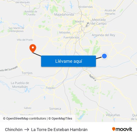Chinchón to La Torre De Esteban Hambrán map