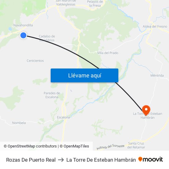 Rozas De Puerto Real to La Torre De Esteban Hambrán map