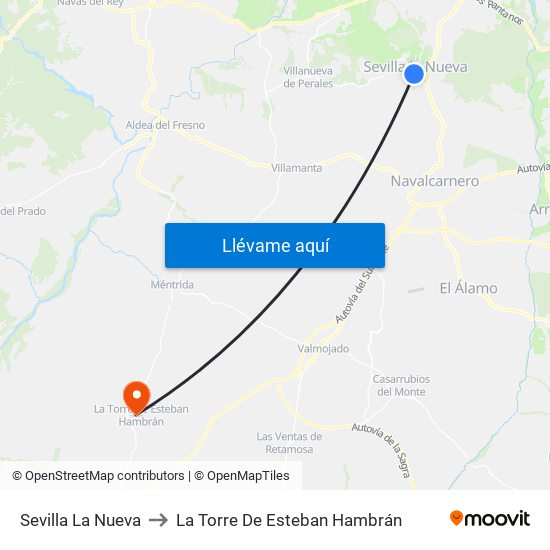 Sevilla La Nueva to La Torre De Esteban Hambrán map