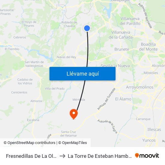 Fresnedillas De La Oliva to La Torre De Esteban Hambrán map