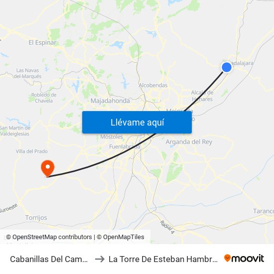 Cabanillas Del Campo to La Torre De Esteban Hambrán map