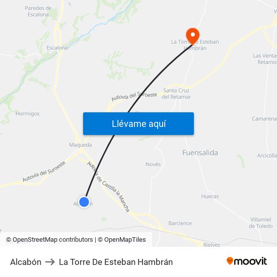 Alcabón to La Torre De Esteban Hambrán map